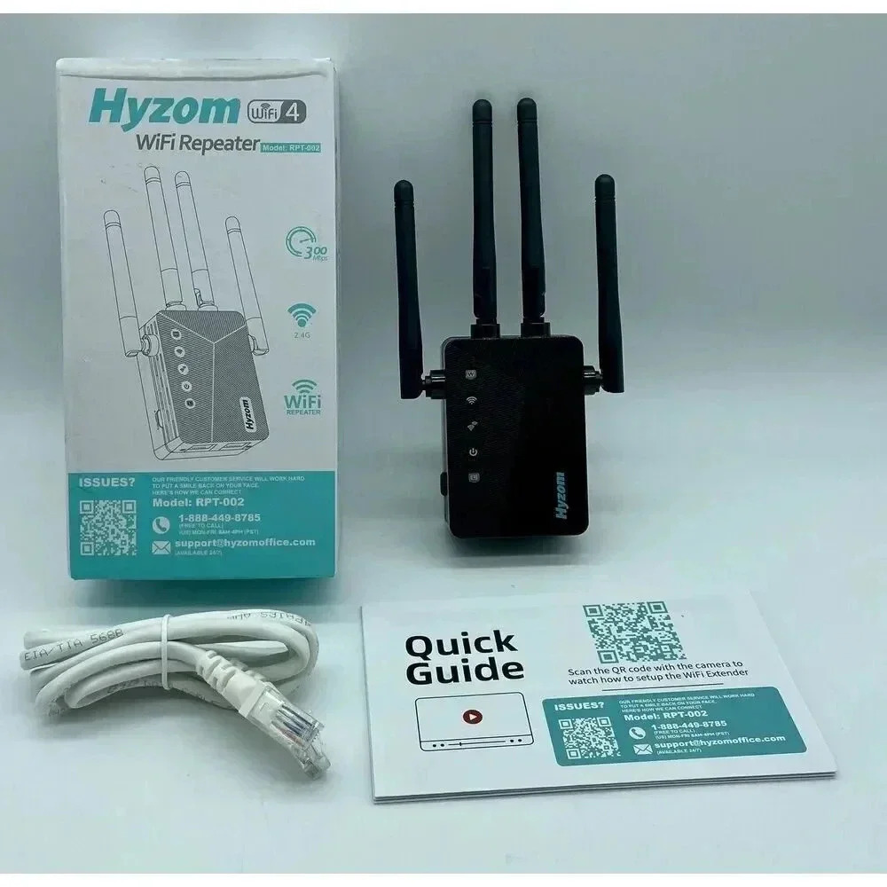 Hyzom Wifi Repeater 4 300Mbps 2.4G Model RPT 002 Wireless‎ Internet Booster